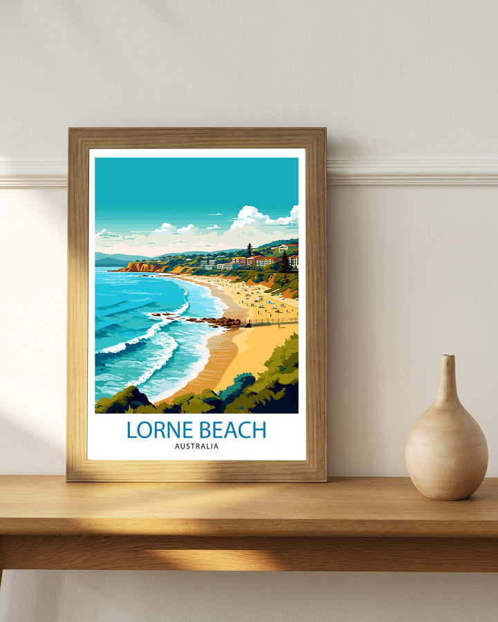 Lorne Beach Australia Travel Print Coastal Wall Decor Lorne Beach Poster Australian Beach Prints Lorne Art Print Beach