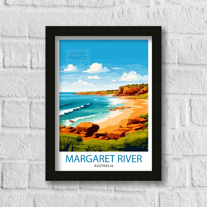 Margaret River Australia Travel Poster Coastal
