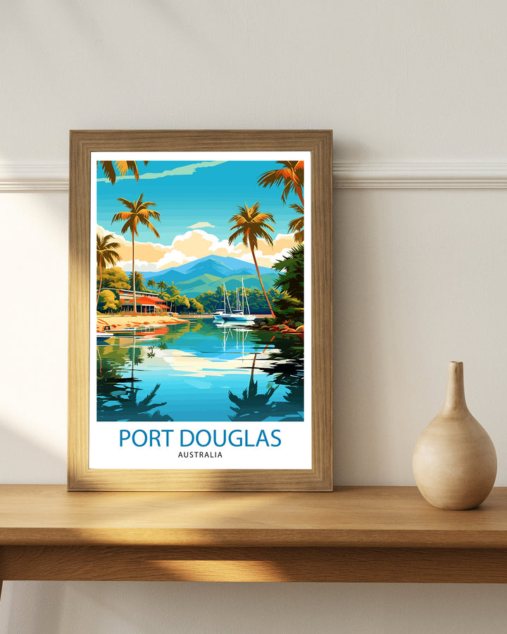 Port Douglas Australia Travel Print Port Douglas Wall Decor Tropical Paradise Poster Port Douglas Travel Prints Australian Coastal Art