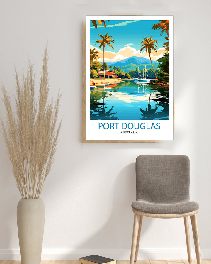 Port Douglas Australia Travel Print Port Douglas Wall Decor Tropical Paradise Poster Port Douglas Travel Prints Australian Coastal Art