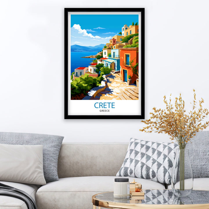 Crete Greece Travel Print Crete Wall Decor Crete Poster Greece Travel Prints Crete Art Print Crete Illustration Crete Wall Art Greece Print