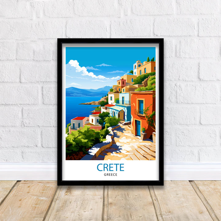 Crete Greece Travel Print Crete Wall Decor Crete Poster Greece Travel Prints Crete Art Print Crete Illustration Crete Wall Art Greece Print