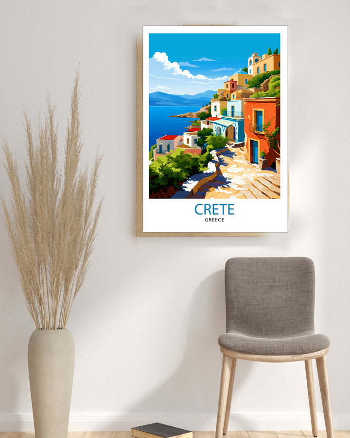 Crete Greece Travel Print Crete Wall Decor Crete Poster Greece Travel Prints Crete Art Print Crete Illustration Crete Wall Art Greece Print