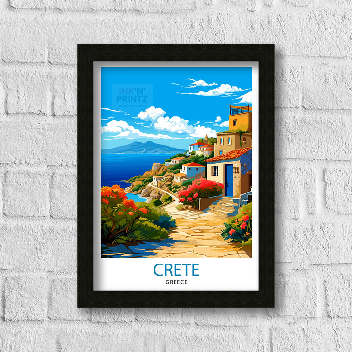 Crete Greece Travel Print Crete Wall Decor Crete Poster Greece Travel Prints Crete Art Print Crete Illustration Crete Wall Art Greece Print