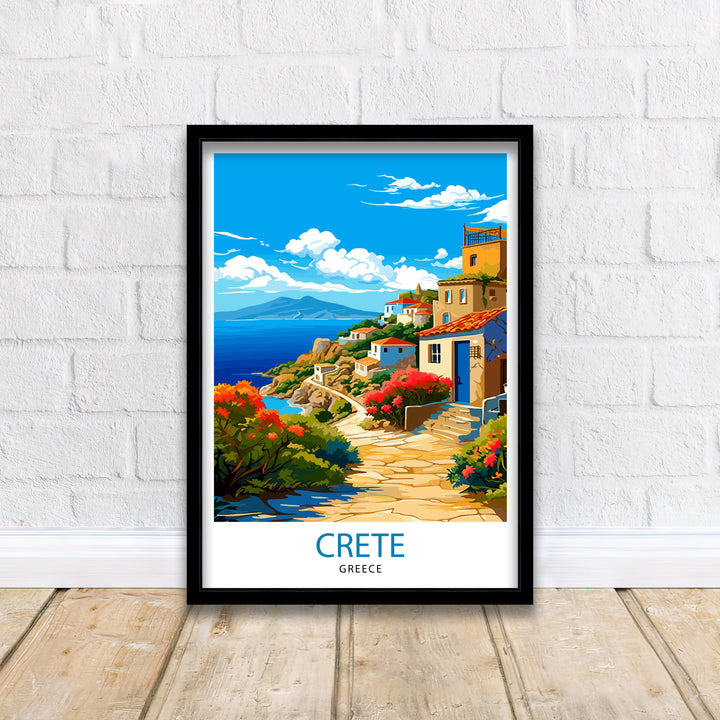 Crete Greece Travel Print Crete Wall Decor Crete Poster Greece Travel Prints Crete Art Print Crete Illustration Crete Wall Art Greece Print