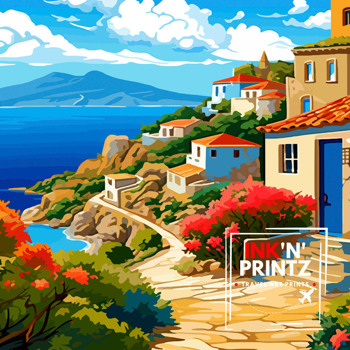 Crete Greece Travel Print Crete Wall Decor Crete Poster Greece Travel Prints Crete Art Print Crete Illustration Crete Wall Art Greece Print