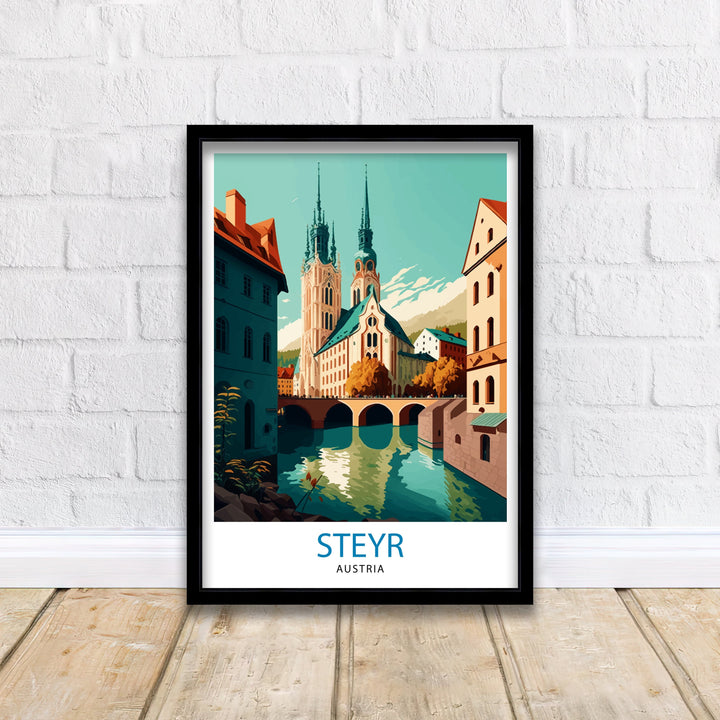 Steyr Austria Travel Print Steyr Wall Decor Steyr Poster Austrian Travel Prints Steyr Art Print Steyr Illustration Steyr Wall