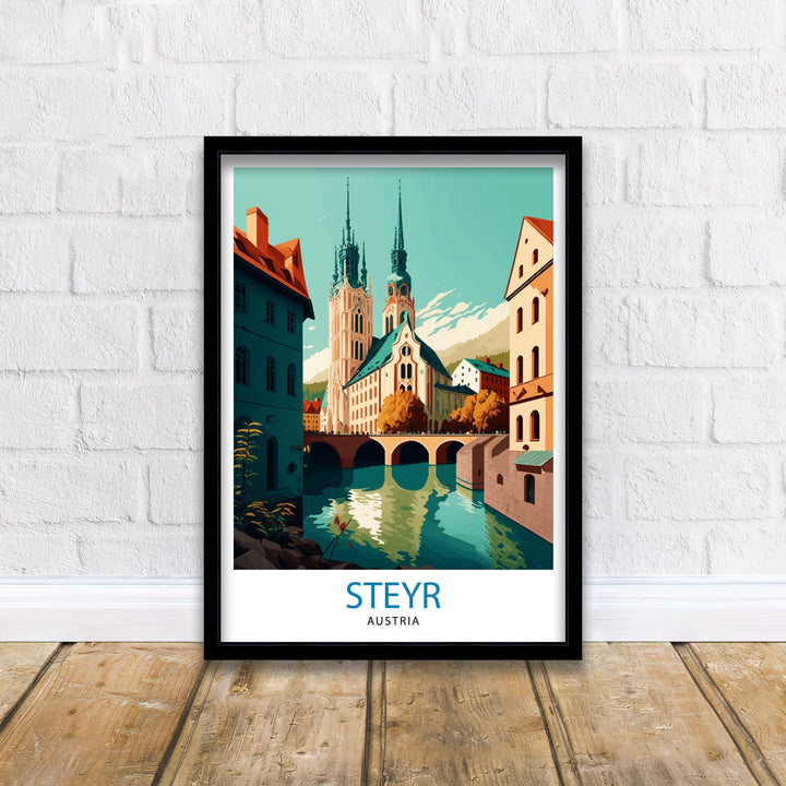 Steyr Austria Travel Print Steyr Wall Decor Steyr Poster Austrian Travel Prints Steyr Art Print Steyr Illustration Steyr Wall