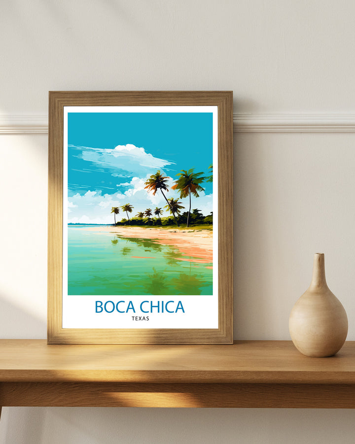 Boca Chica, Texas Travel Print Texas Wall Decor Boca Chica Poster Beach Travel Prints Texas Art Print Boca Chica Illustration Coastal Wall