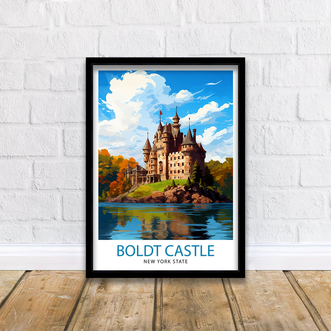 Boldt Castle New York State Travel Print| New York Wall Decor Thousand Islands Poster NY State Travel Prints Boldt Castle Art Print Thousand