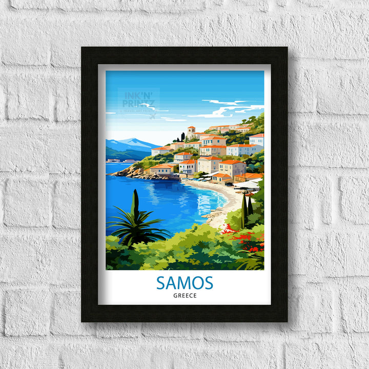 Samos Greece Travel Print Greek Island Wall Decor Samos Island Poster Greece Travel Prints Samos Art Print Samos Illustration Samos