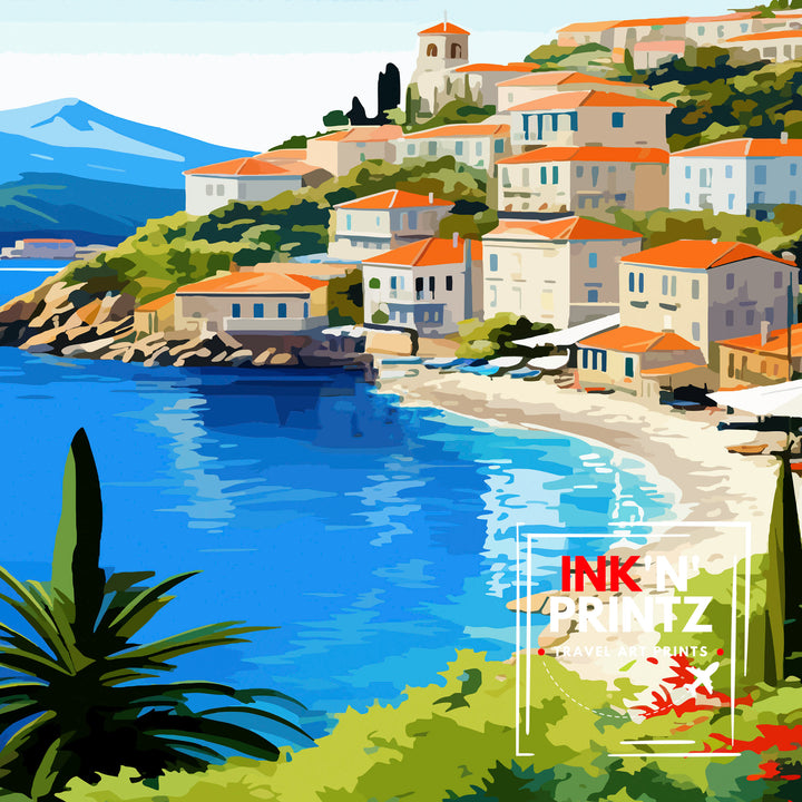 Samos Greece Travel Print Greek Island Wall Decor Samos Island Poster Greece Travel Prints Samos Art Print Samos Illustration Samos