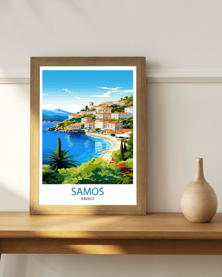 Samos Greece Travel Print Greek Island Wall Decor Samos Island Poster Greece Travel Prints Samos Art Print Samos Illustration Samos
