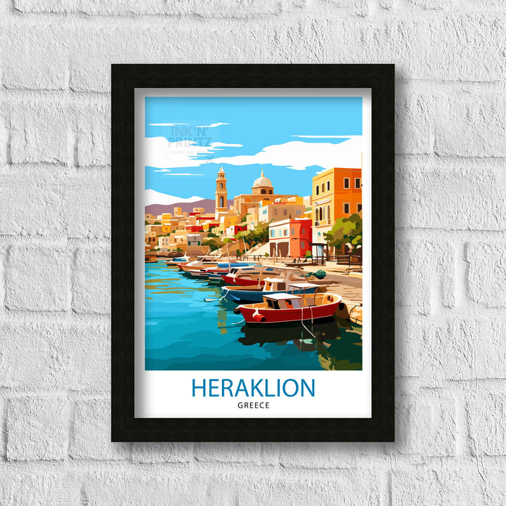 Heraklion Greece Travel Print Heraklion Wall Decor Heraklion Poster Greece Travel Prints Heraklion Art Print Heraklion Illustration