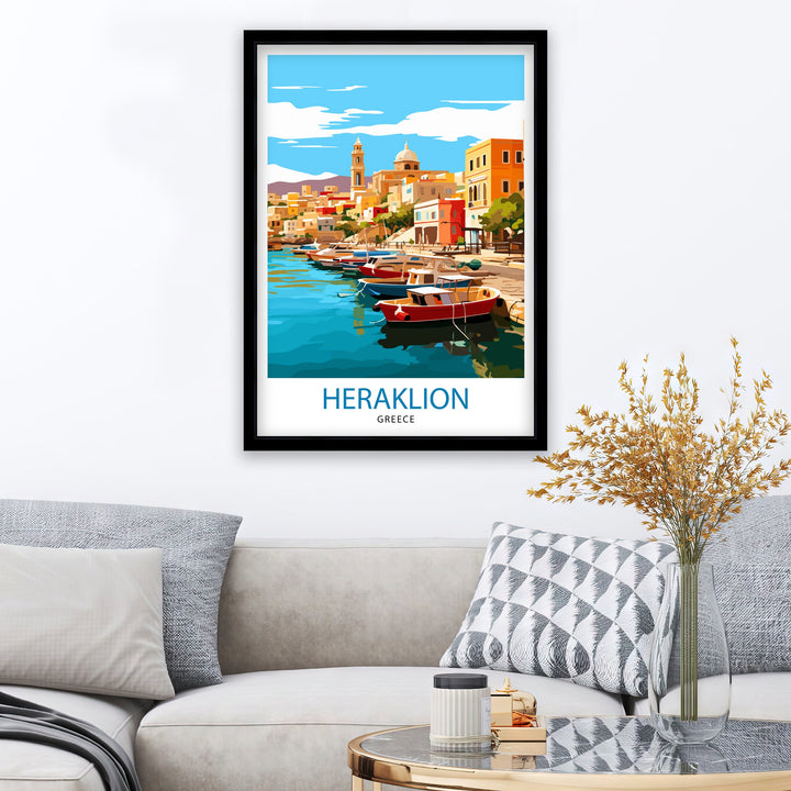 Heraklion Greece Travel Print Heraklion Wall Decor Heraklion Poster Greece Travel Prints Heraklion Art Print Heraklion Illustration
