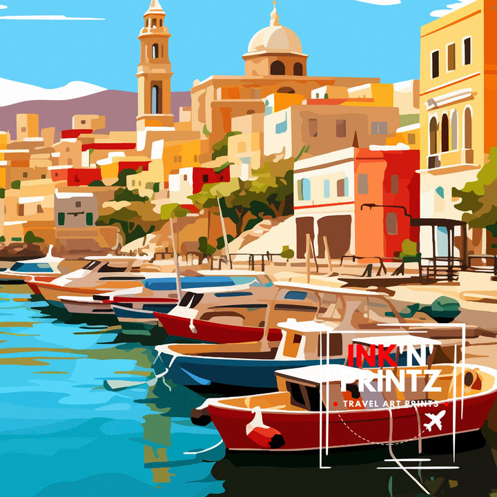 Heraklion Greece Travel Print Heraklion Wall Decor Heraklion Poster Greece Travel Prints Heraklion Art Print Heraklion Illustration