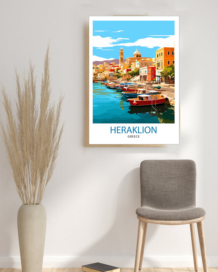 Heraklion Greece Travel Print Heraklion Wall Decor Heraklion Poster Greece Travel Prints Heraklion Art Print Heraklion Illustration
