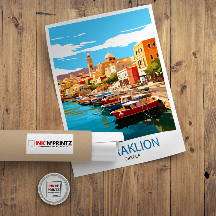 Heraklion Greece Travel Print Heraklion Wall Decor Heraklion Poster Greece Travel Prints Heraklion Art Print Heraklion Illustration