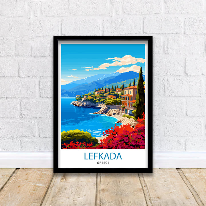 Lefkada Greece Travel Print Lefkada Wall Decor Lefkada Poster Greece Travel Prints Lefkada Art Print Lefkada Illustration Lefkada Wall Art