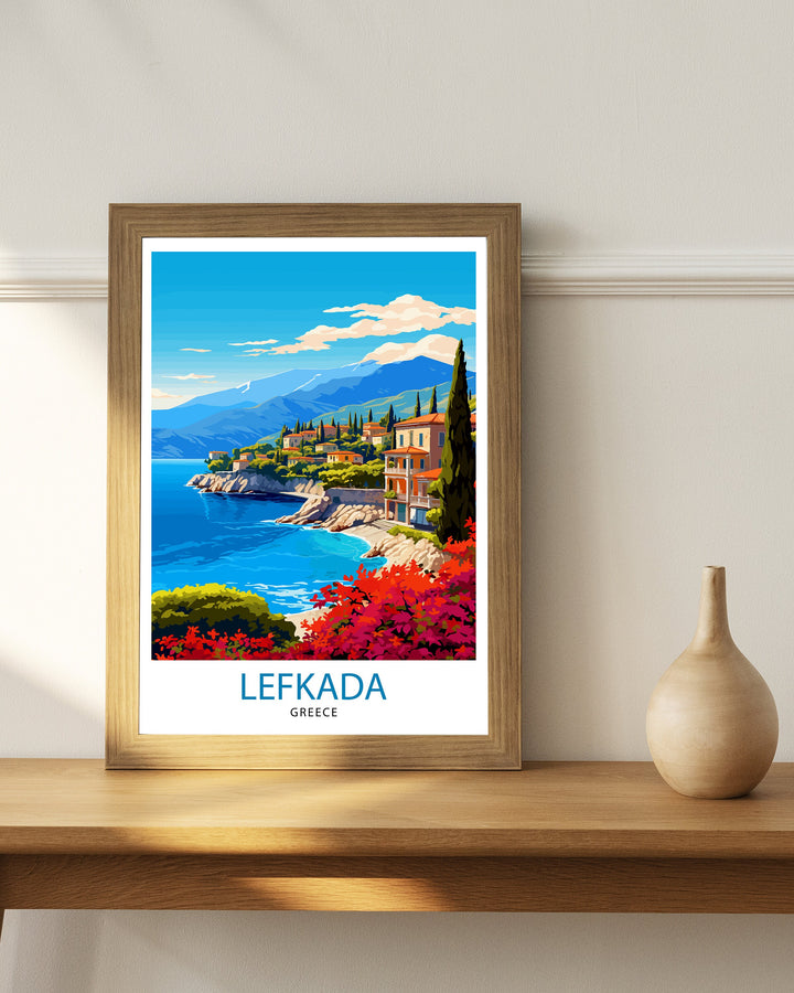 Lefkada Greece Travel Print Lefkada Wall Decor Lefkada Poster Greece Travel Prints Lefkada Art Print Lefkada Illustration Lefkada Wall Art