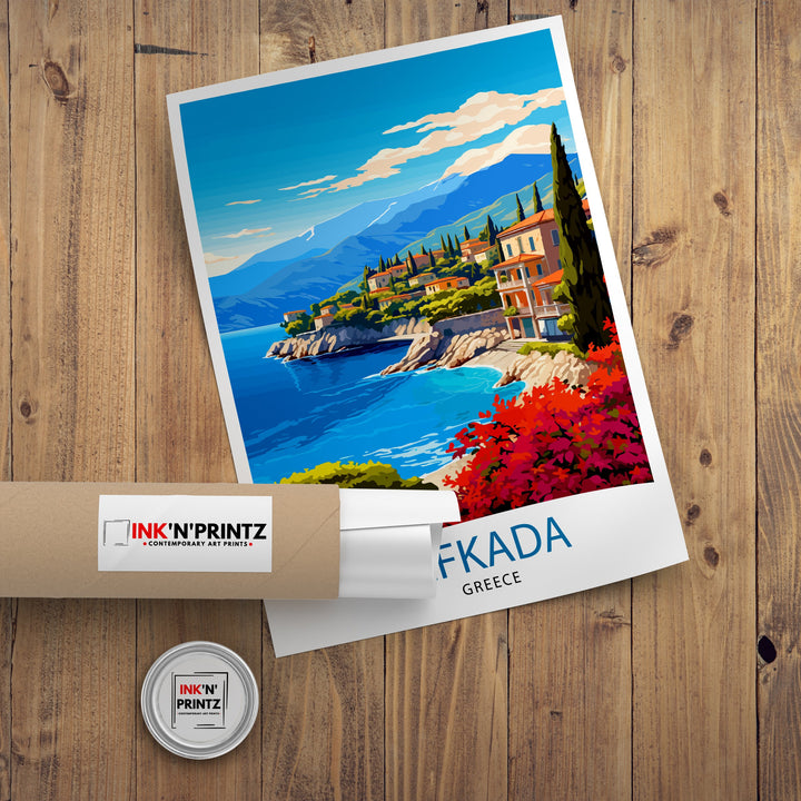 Lefkada Greece Travel Print Lefkada Wall Decor Lefkada Poster Greece Travel Prints Lefkada Art Print Lefkada Illustration Lefkada Wall Art