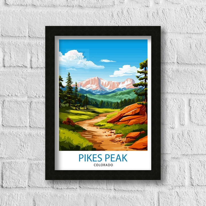 Pikes Peak Colorado Travel Print Mountain Wall Decor Pikes Peak Poster Colorado Travel Prints Nature Art Print Rocky Mountain Illustration
