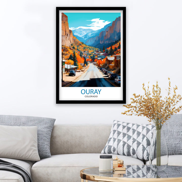 Ouray Colorado Travel Print Rocky Mountain Wall Decor Ouray Poster Colorado Travel Prints Ouray Art Print Scenic Mountain Illustration