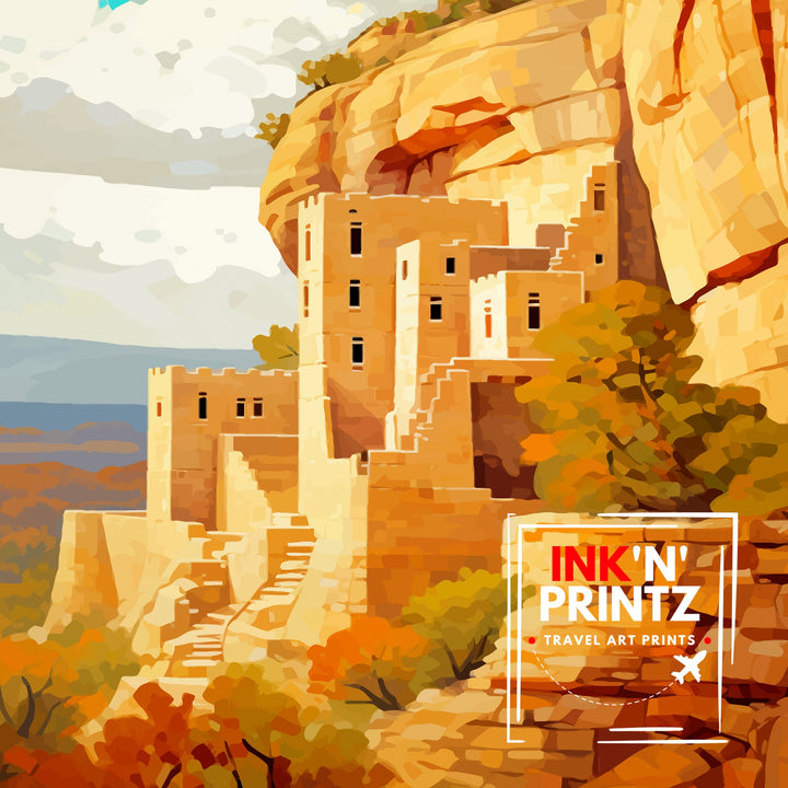 Mesa Verde National Park Travel Print Southwest Wall Decor Mesa Verde Poster National Park Travel Prints Mesa Verde Art Print Mesa Verde