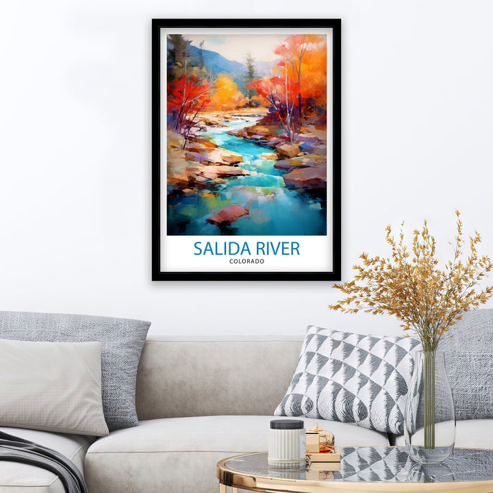 Salida River Colorado Travel Print| Colorado Wall Decor Salida Poster River Landscape Print Colorado Art Print Salida Illustration