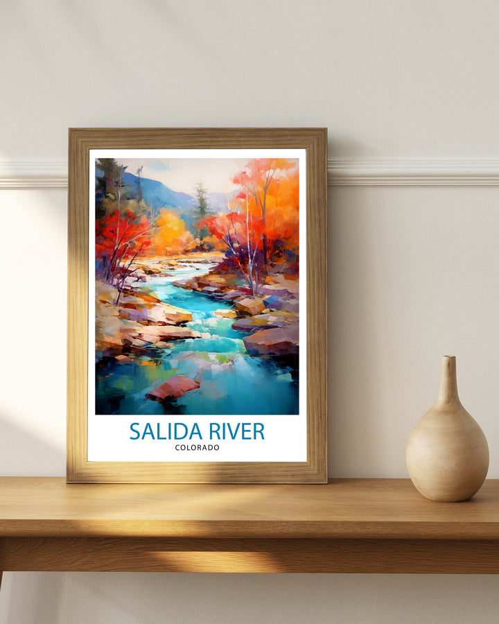 Salida River Colorado Travel Print| Colorado Wall Decor Salida Poster River Landscape Print Colorado Art Print Salida Illustration