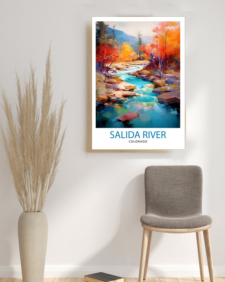 Salida River Colorado Travel Print| Colorado Wall Decor Salida Poster River Landscape Print Colorado Art Print Salida Illustration