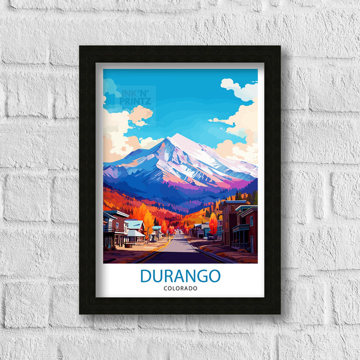 Durango Colorado Travel Print| Colorado Wall Decor Durango Poster Rocky Mountain Travel Prints Colorado Art Print Durango Illustration