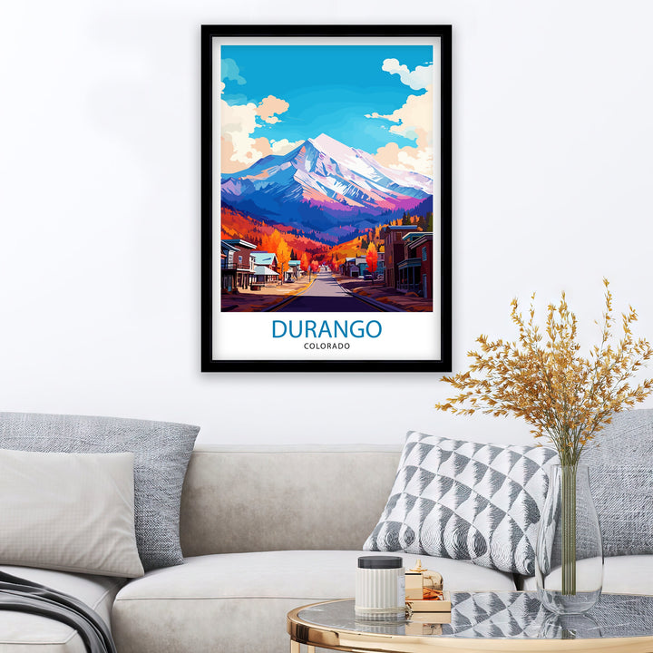 Durango Colorado Travel Print| Colorado Wall Decor Durango Poster Rocky Mountain Travel Prints Colorado Art Print Durango Illustration