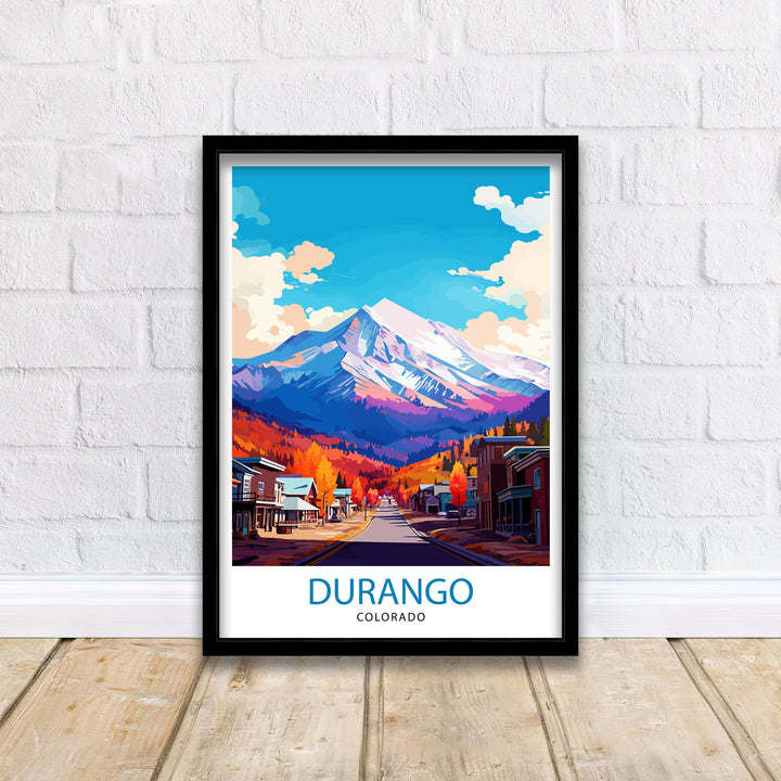 Durango Colorado Travel Print| Colorado Wall Decor Durango Poster Rocky Mountain Travel Prints Colorado Art Print Durango Illustration