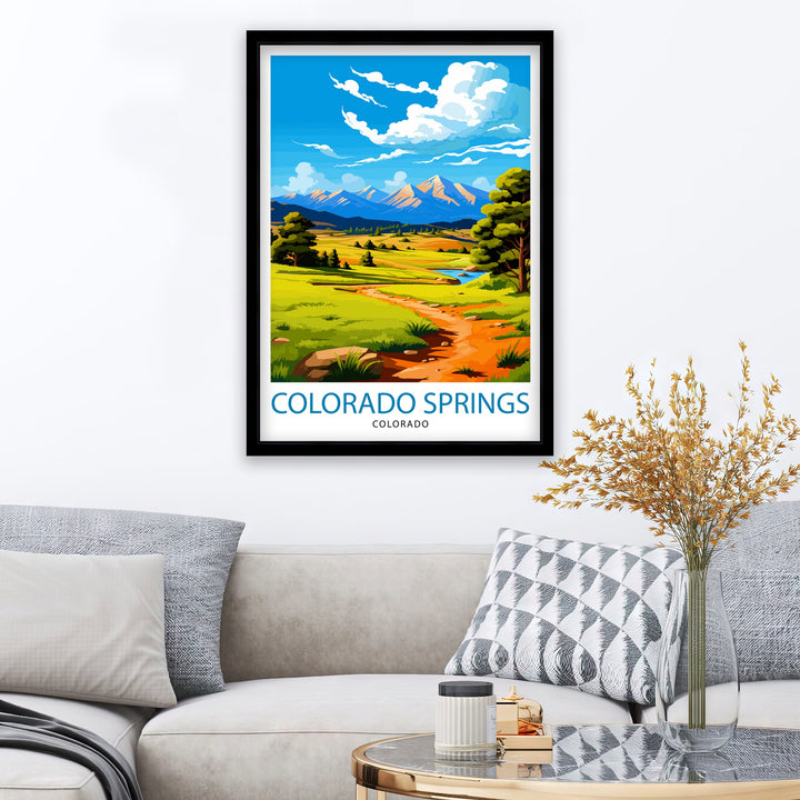 Colorado Springs Travel Print| Colorado Wall Decor Colorado Springs Poster Rocky Mountain Travel Prints Colorado Art Print Colorado