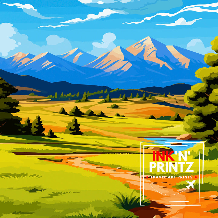 Colorado Springs Travel Print| Colorado Wall Decor Colorado Springs Poster Rocky Mountain Travel Prints Colorado Art Print Colorado