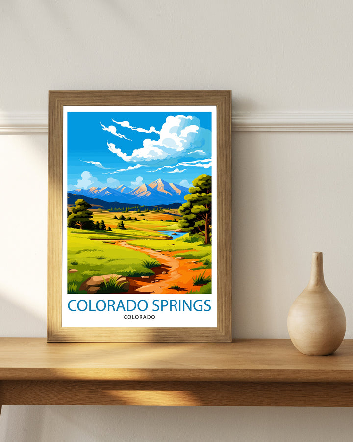 Colorado Springs Travel Print| Colorado Wall Decor Colorado Springs Poster Rocky Mountain Travel Prints Colorado Art Print Colorado