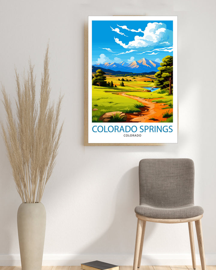 Colorado Springs Travel Print| Colorado Wall Decor Colorado Springs Poster Rocky Mountain Travel Prints Colorado Art Print Colorado
