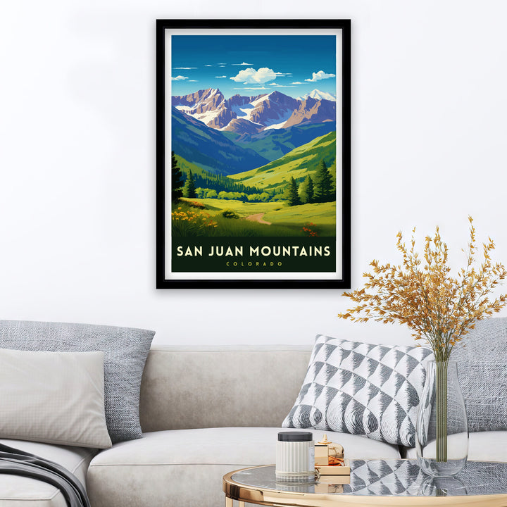 San Juan Mountains Colorado Travel Print| Colorado Wall Decor San Juan Mountains Poster Rocky Mountain Travel Prints Colorado Art
