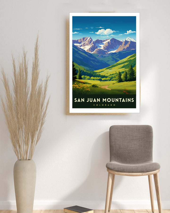 San Juan Mountains Colorado Travel Print| Colorado Wall Decor San Juan Mountains Poster Rocky Mountain Travel Prints Colorado Art