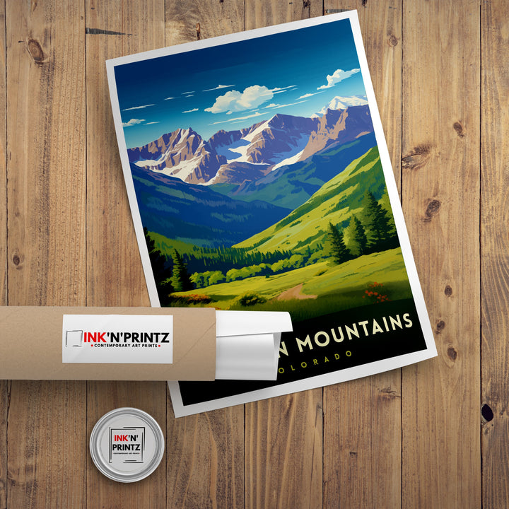 San Juan Mountains Colorado Travel Print| Colorado Wall Decor San Juan Mountains Poster Rocky Mountain Travel Prints Colorado Art