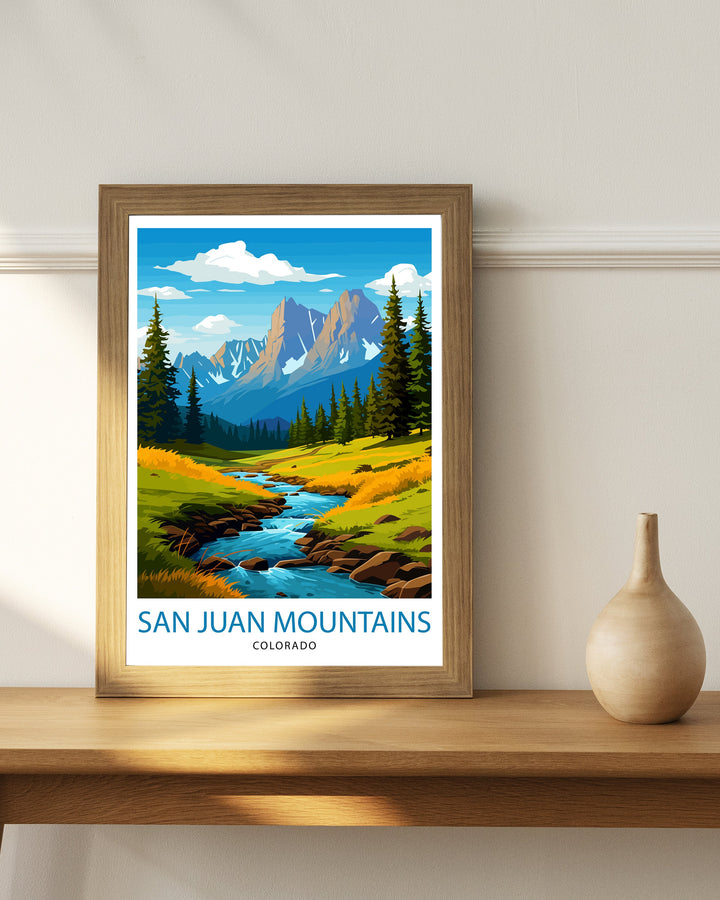San Juan Mountains Colorado Travel Print| Colorado Wall Decor San Juan Mountains Poster Rocky Mountain Travel Prints Colorado Art