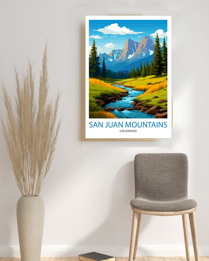 San Juan Mountains Colorado Travel Print| Colorado Wall Decor San Juan Mountains Poster Rocky Mountain Travel Prints Colorado Art