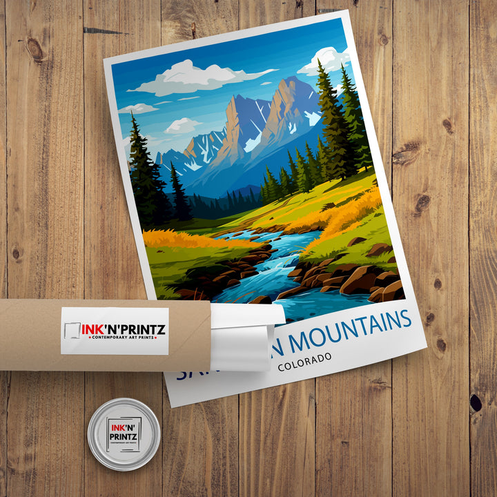 San Juan Mountains Colorado Travel Print| Colorado Wall Decor San Juan Mountains Poster Rocky Mountain Travel Prints Colorado Art