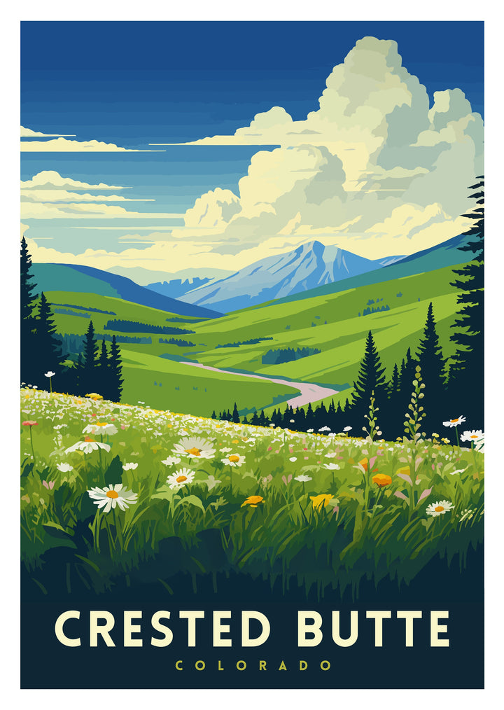Crested Butte Colorado Travel Print| Colorado Wall Decor Crested Butte Poster Rocky Mountain Travel Prints Colorado Art Print Crested Butte