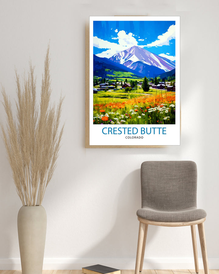 Crested Butte Colorado Travel Print| Colorado Wall Decor Crested Butte Poster Rocky Mountain Travel Prints Colorado Art Print Crested Butte