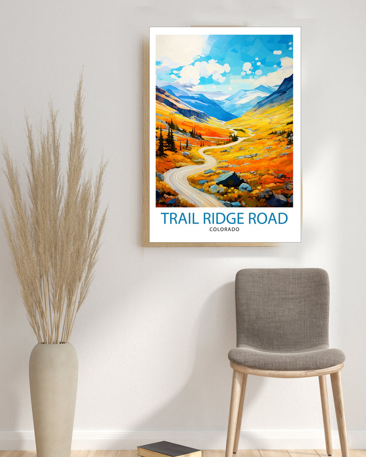 Trail Ridge Road Colorado Travel Print| Colorado Wall Decor Rocky Mountain National Park Mountain Landscape Art Colorado Scenic