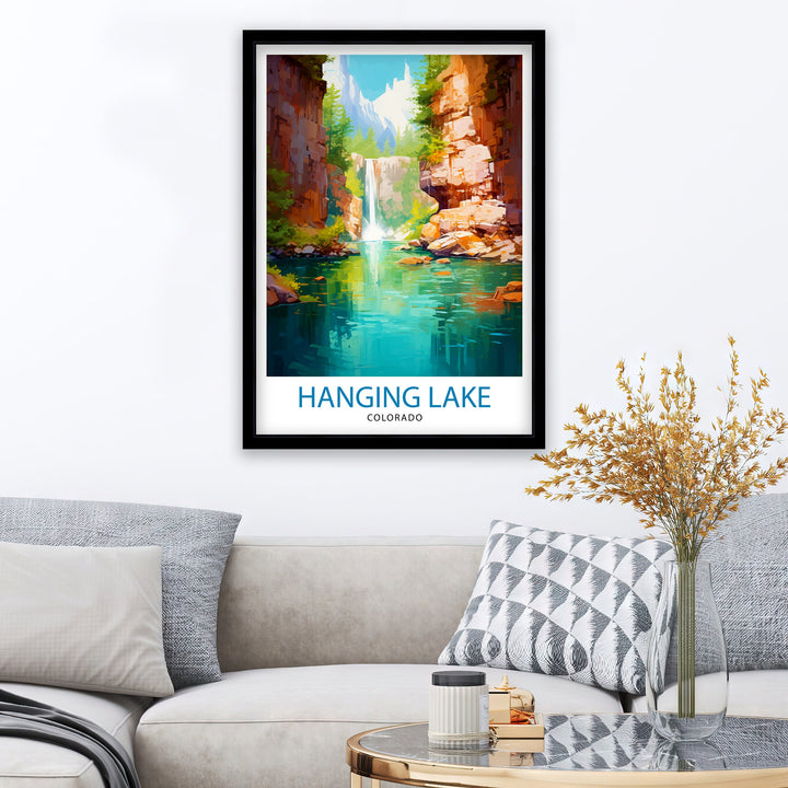 Hanging Lake Colorado Travel Print| Colorado Wall Decor Hanging Lake Poster Rocky Mountain Travel Prints Colorado Art Print Hanging Lake