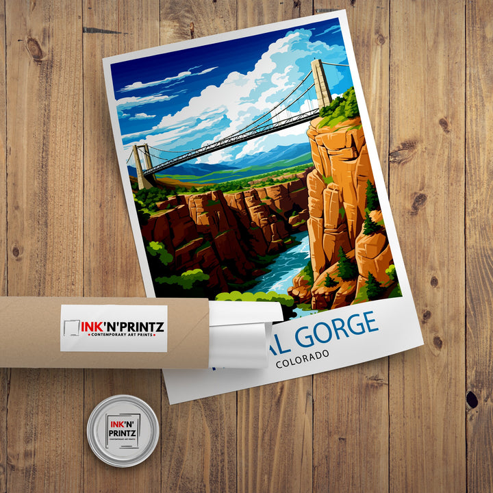 Royal Gorge Bridge Colorado Travel Print Colorado Wall Decor Royal Gorge Poster Colorado Travel Prints Royal Gorge Bridge Art Print Colorado