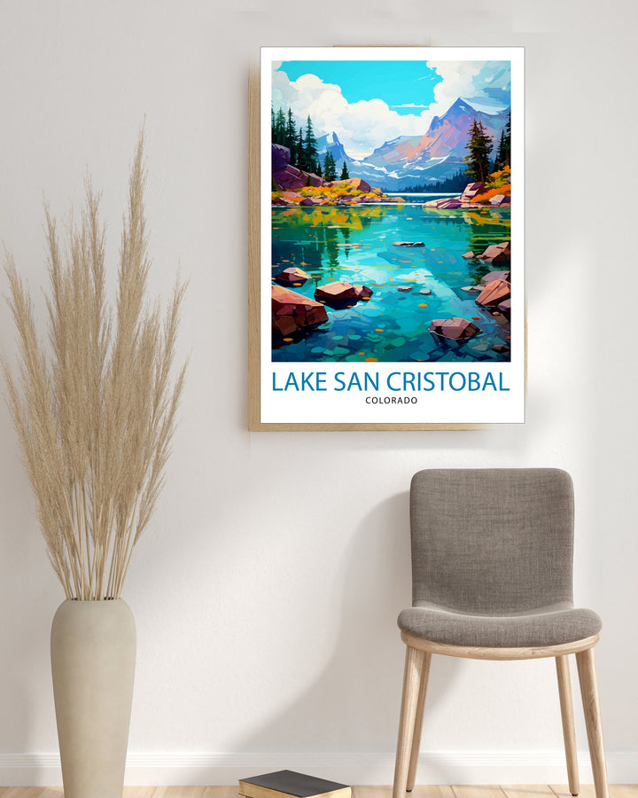 Lake San Cristobal Colorado Travel Print| Colorado Wall Decor Lake San Cristobal Poster Rocky Mountain Travel Prints Colorado Art Print